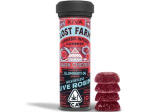 KIVA | Lost Farm illuminati OG x Dark Cherry Live Rosin Gummies – 100mg
